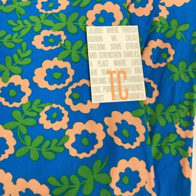 Lularoe TC Tall Curvy Leggings Solid Bright Blue Tan Green Floral HTF ???? EUC